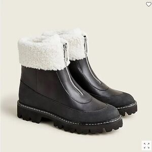 J. Crew Front Zip with Faux Fur Lug Sole Boot